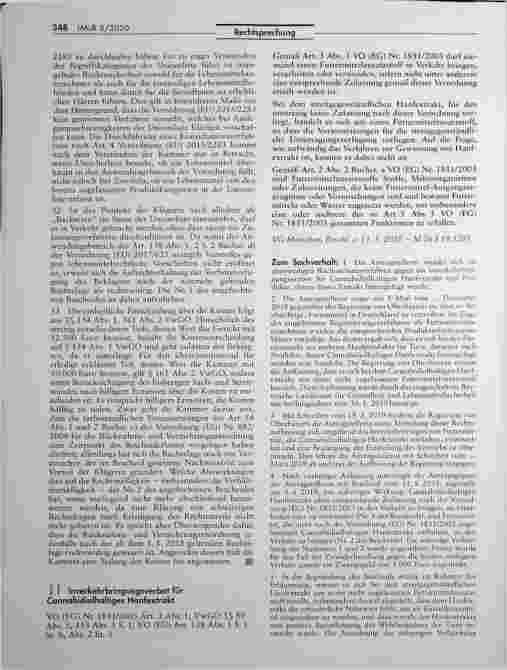 Vorschauseite 1: 1 Inverkehrbringungsverbot für Cannabidiolhaltiges Hanfextrakt