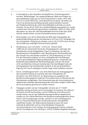 Vorschauseite 2: IV. Beamtenrecht. Abbruch des Auswahlverfahrens wegen neuer Beurteilungsrunde