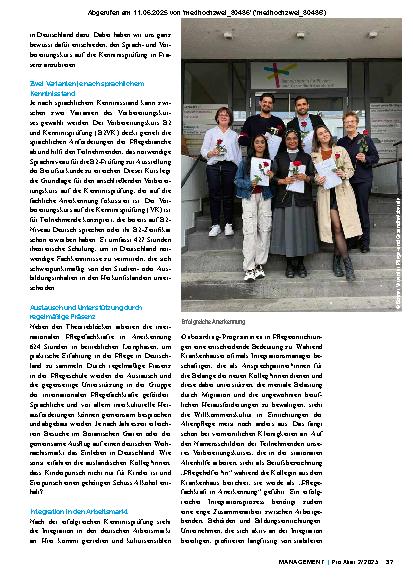 Vorschauseite 3: Internationale Pflegekräfte in Deutschland Anwerbung und Integration als Chance für die Pflegebranche