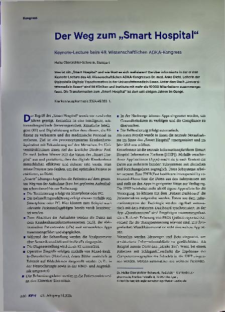 Vorschauseite 1: Der Weg zum „Smart Hospital“