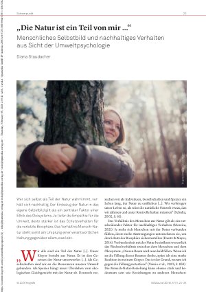 Vorschauseite 1: „Die Natur ist ein Teil von mir …“ Menschliches Selbstbild und nachhaltiges Verhalten aus Sicht der Umweltpsychologie