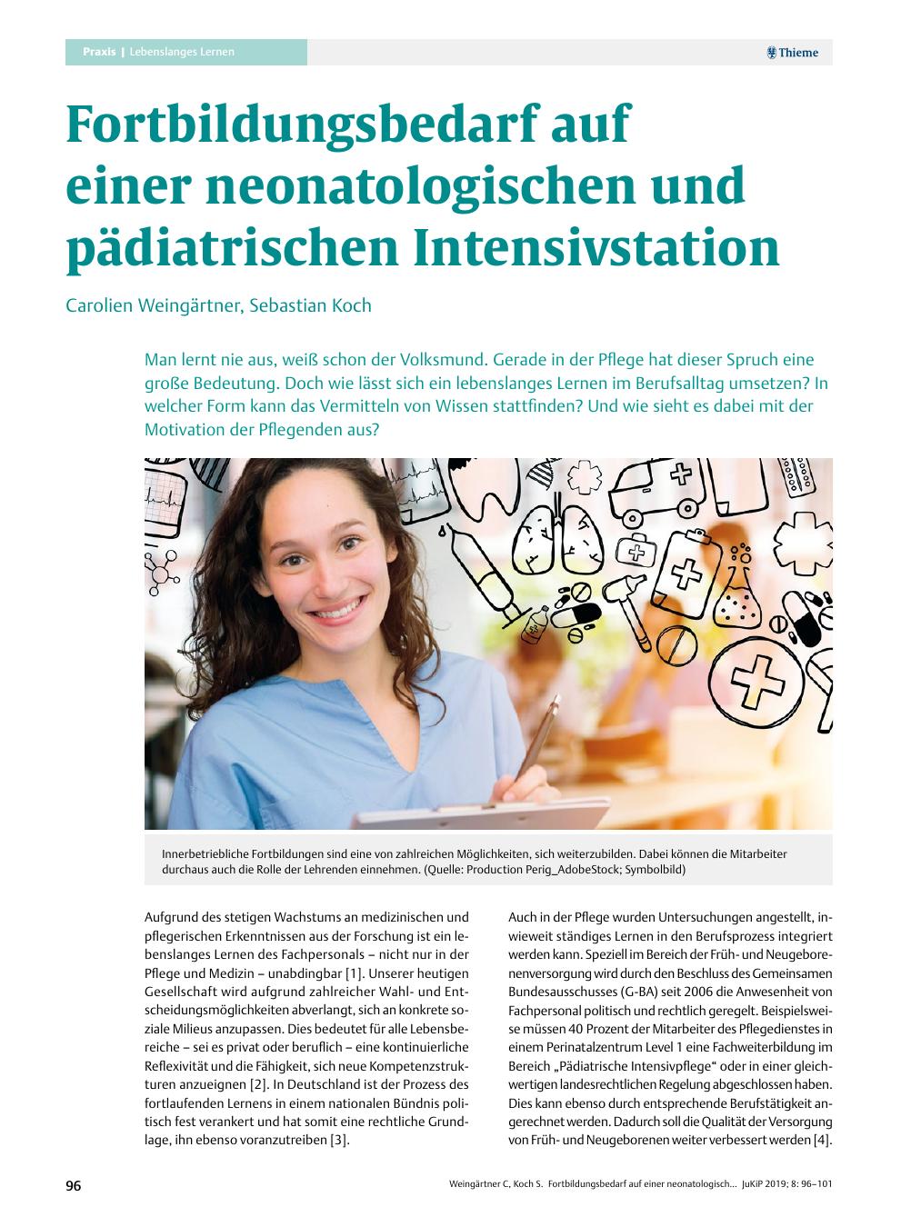 Vorschauseite 1: Fortbildungsbedarf auf einer neonatologischen und pädiatrischen Intensivstation