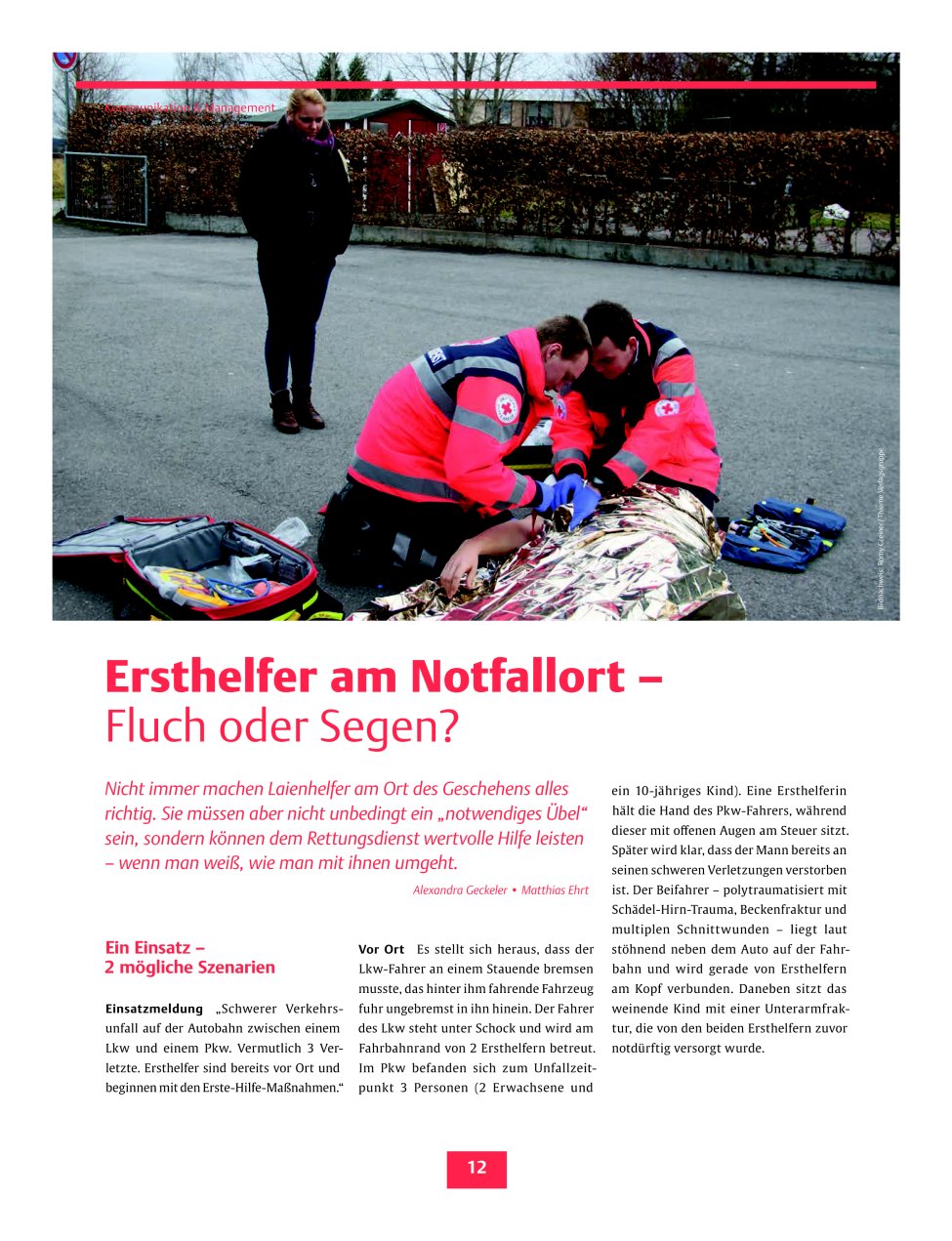 Vorschauseite 1: Ersthelfer am Notfallort ? Fluch oder Segen?