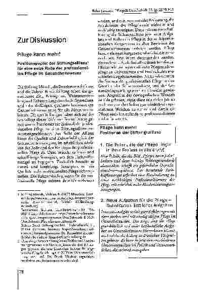 Vorschauseite 1: Zur Diskussion: Pflege kann mehr!
