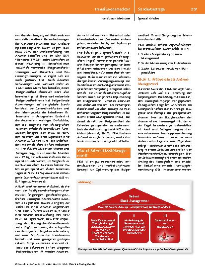 Vorschauseite 2: Patient Blood Management: Herausforderungen und Lösungsansätze der Blutgesundheit