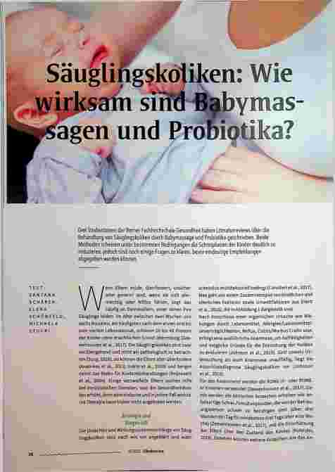 Vorschauseite 1: Säuglingskoliken: Wie wirksam sind Babymassagen und Probiotika?