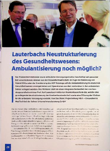 Vorschauseite 1: Lauterbachs Neustrukturierung des Gesundheitswesens: Ambulantisierung noch möglich?