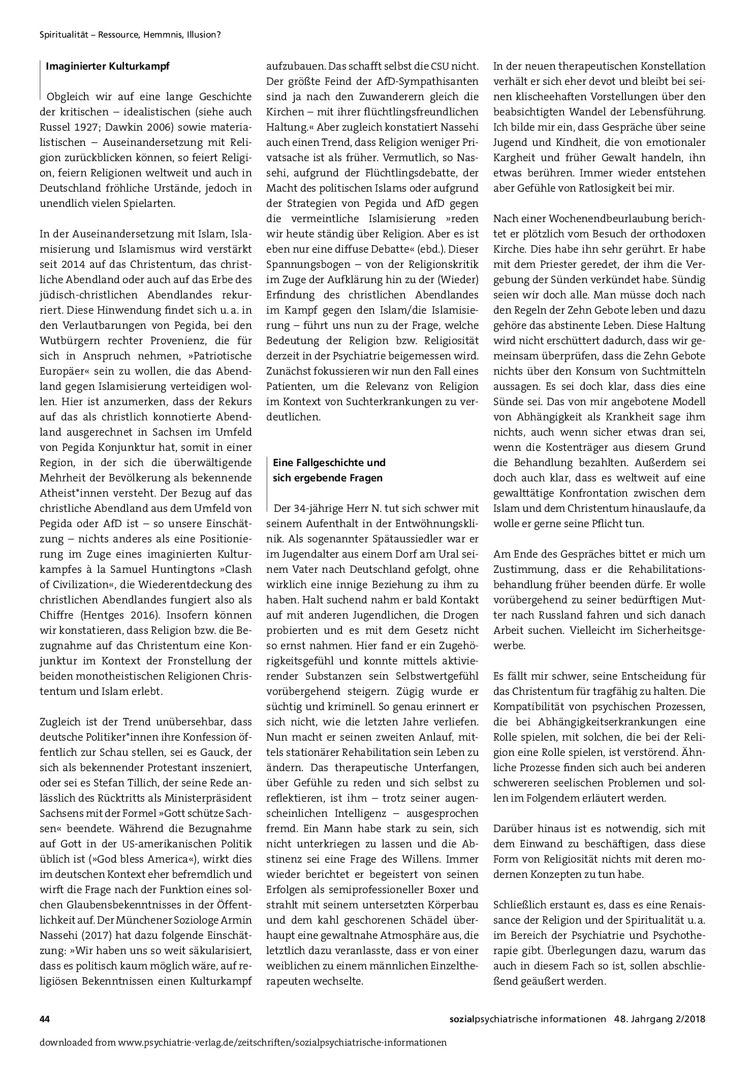 Vorschauseite 2: Opium des Volkes? Reflexionen über Religion, Gesellschaft und Psychiatrie