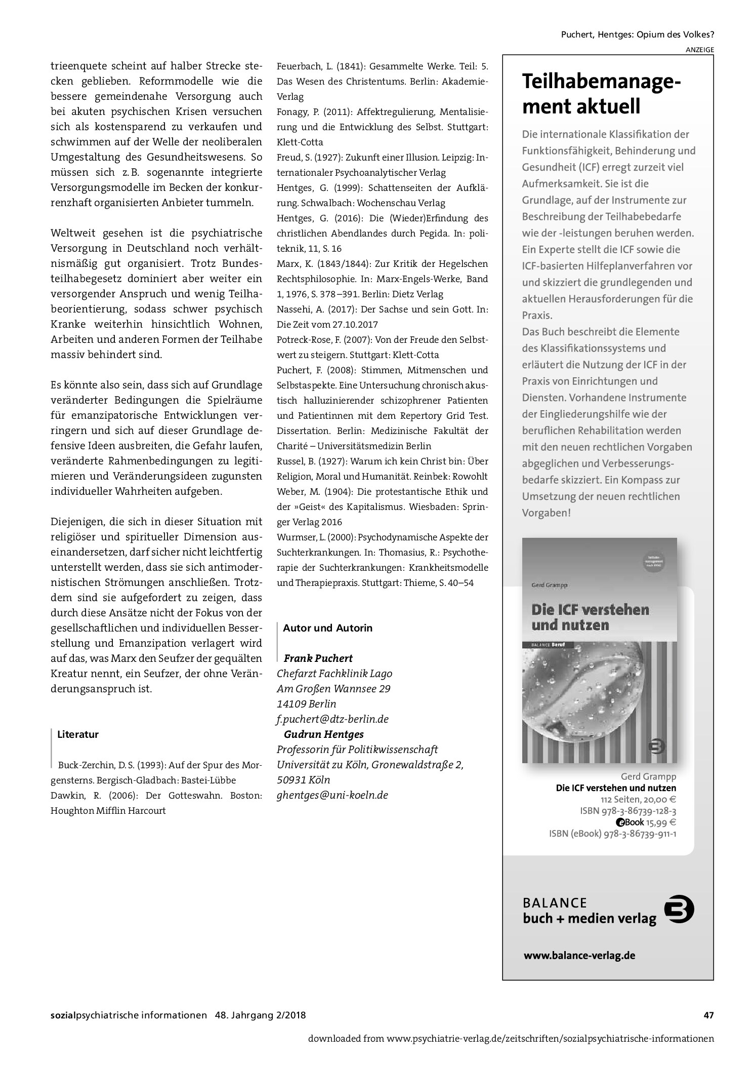 Vorschauseite 5: Opium des Volkes? Reflexionen über Religion, Gesellschaft und Psychiatrie