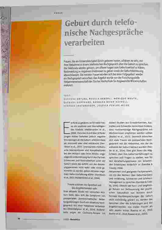 Vorschauseite 1: Geburt durch telefonische Nachgespräche verarbeiten