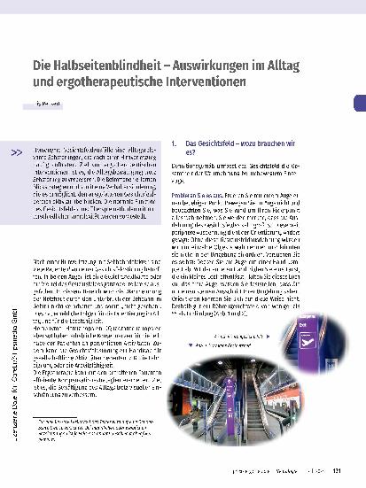 Vorschauseite 1: Die Halbseitenblindheit – Auswirkungen im Alltag und ergotherapeutische Interventionen