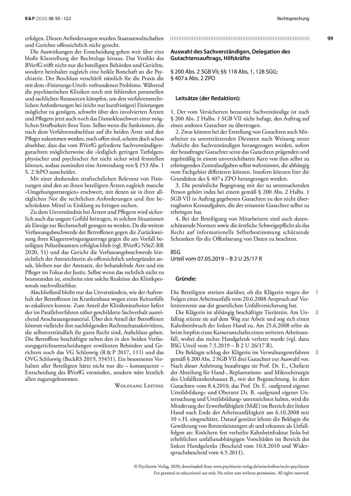Vorschauseite 1: Auswahl des Sachverständigen, Delegation des Gutachtensauftrags, Hilfskräfte