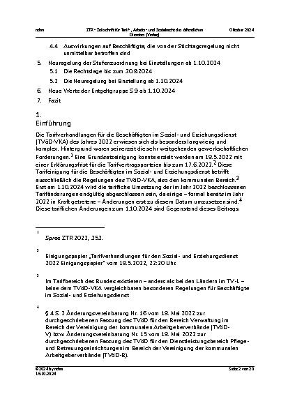 Vorschauseite 2: Die tariflichen Neuregelungen zum 1. 10. 2024 im Sozialund Erziehungsdienst des TVöD-VK