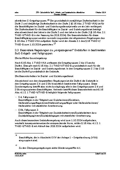 Vorschauseite 6: Die tariflichen Neuregelungen zum 1. 10. 2024 im Sozialund Erziehungsdienst des TVöD-VK