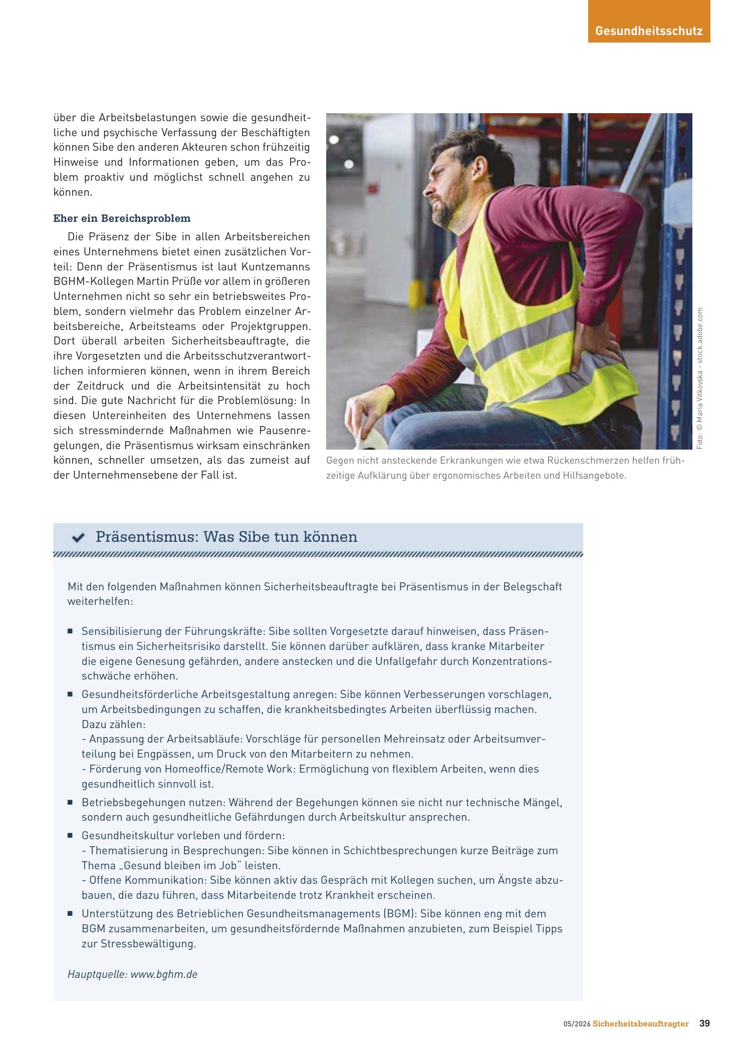 Vorschauseite 4: Präsentismus im Betrieb . Arbeiten statt auskurieren