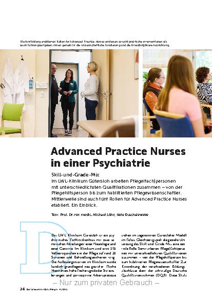 Vorschauseite 1: Advanced Practice Nurses in einer Psychiatrie