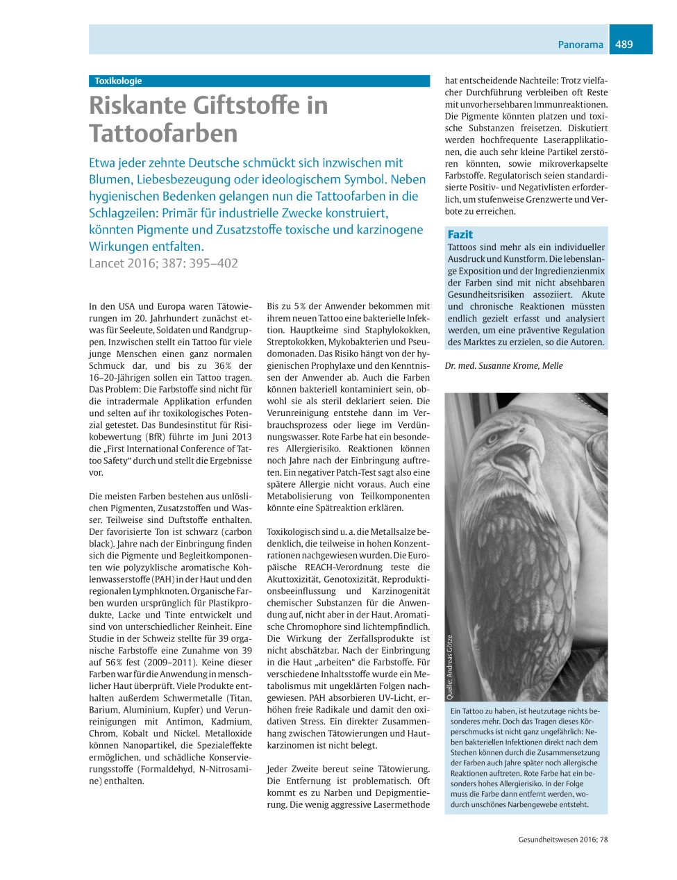 Vorschauseite 1: Riskante Giftstoffe in Tattoofarben