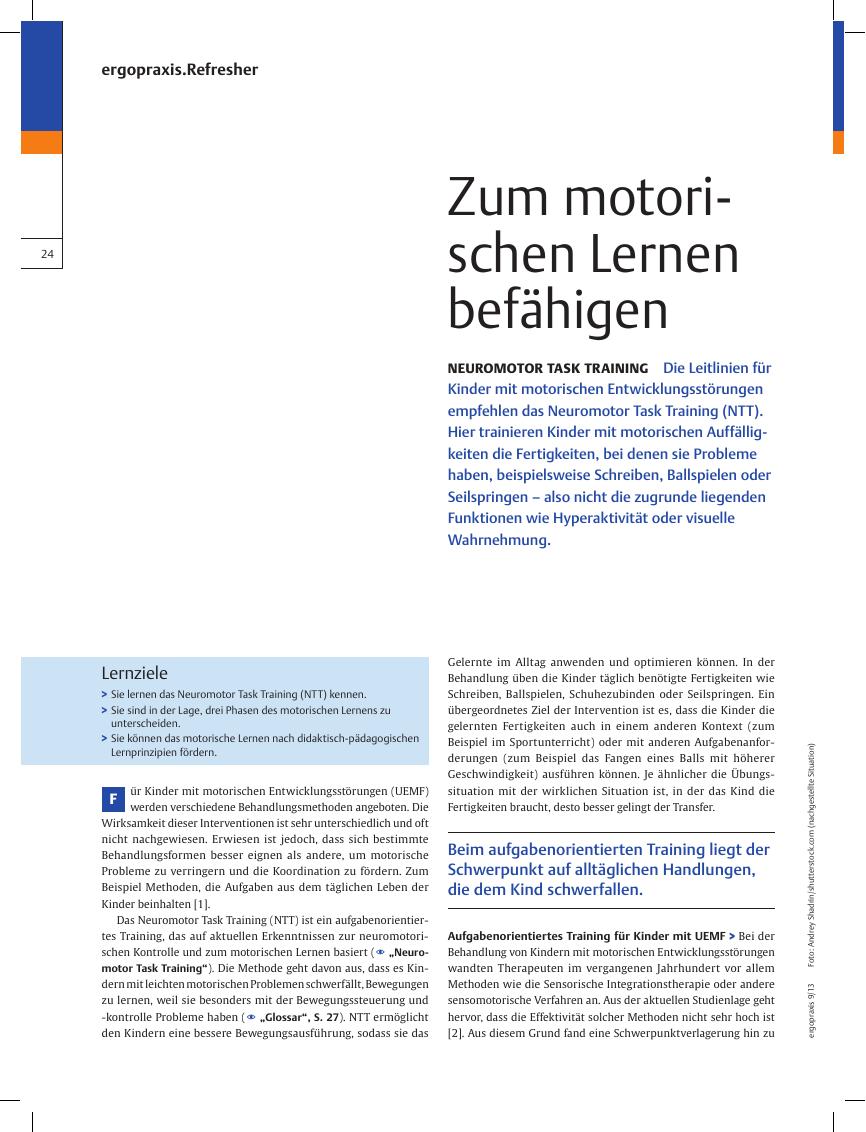 Vorschauseite 1: Neuromotor Task Training ? Zum motorischen Lernen befähigen