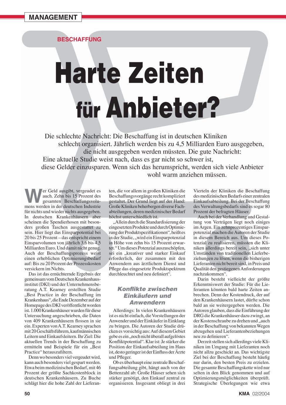 Vorschauseite 1: Harte Zeiten für Anbieter?