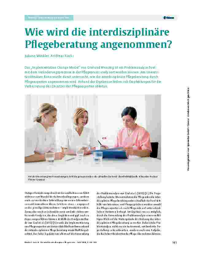 Vorschauseite 1: Wie wird die interdisziplinäre Pflegeberatung angenommen?