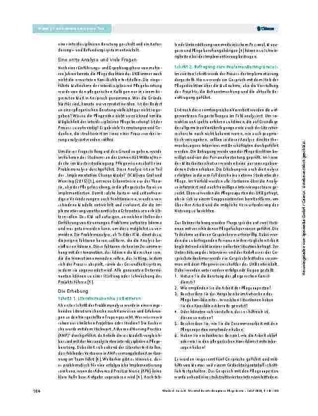 Vorschauseite 4: Wie wird die interdisziplinäre Pflegeberatung angenommen?
