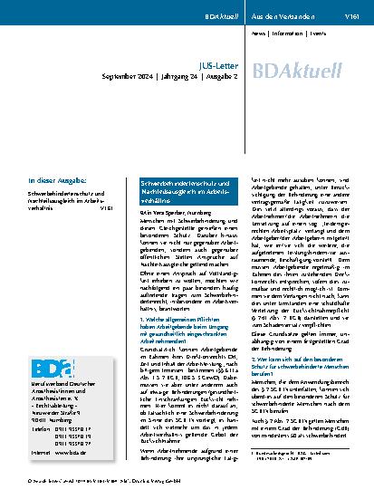 Vorschauseite 1: Schwerbehindertenschutz und Nachteilsausgleich im Arbeitsverhältnis