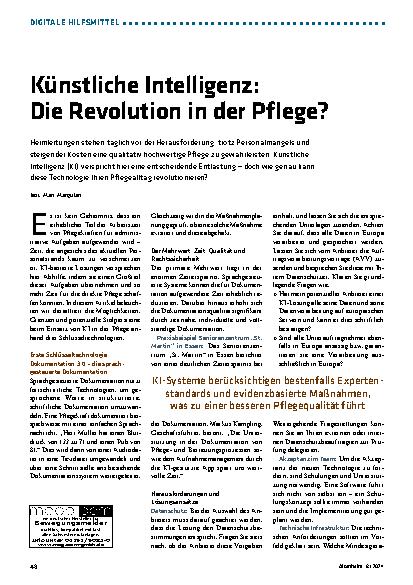 Vorschauseite 1: Künstliche Intelligenz: Die Revolution in der Pflege?