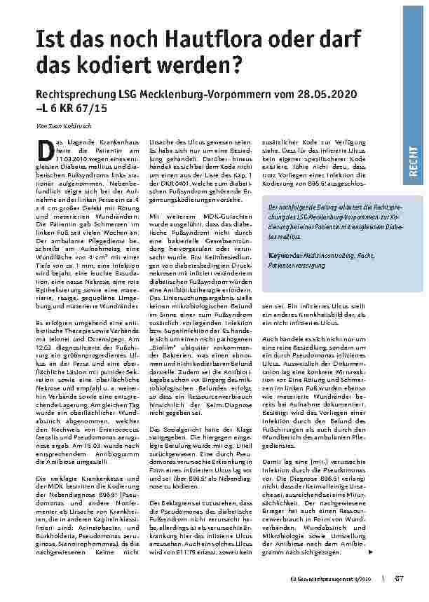 Vorschauseite 1: Ist das noch Hautflora oder darf das kodiert werden?