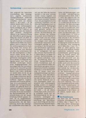 Vorschauseite 4: Zu ärztlichen Zwangsmaßnahmen in einer Einrichtung der Eingliederungshilfe für Menschen mit Behinderung