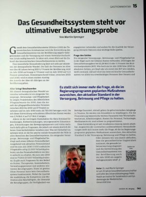 Vorschauseite 1: Das Gesundheitssystem steht vor ultimativer Belastungsprobe