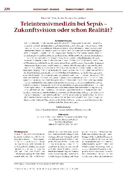 Vorschauseite 1: Teleintensivmedizin bei Sepsis – Zukunftsvision oder schon Realität?