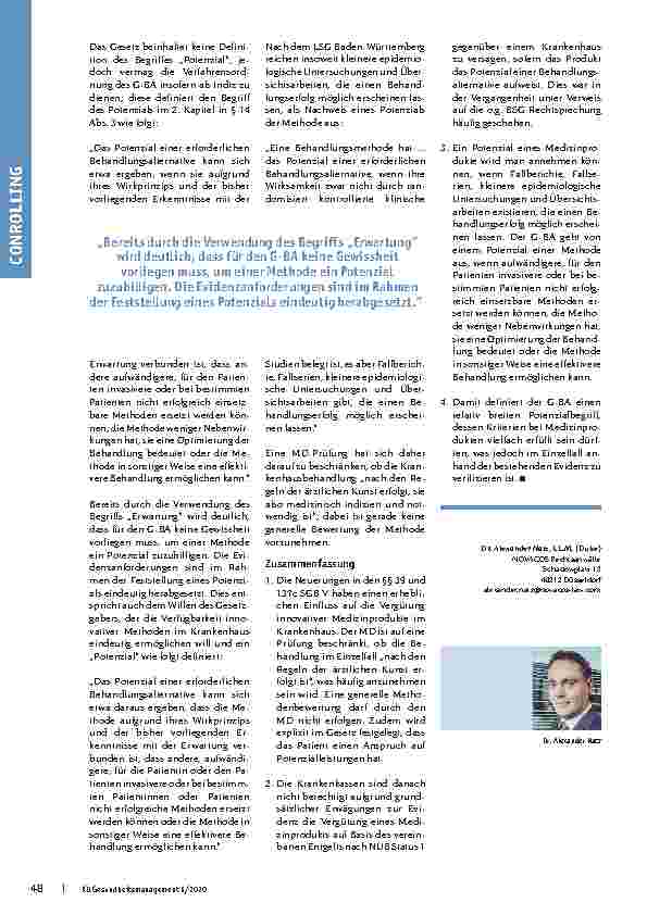 Vorschauseite 3: Vergütung innovativer Medizinprodukte in der stationären Versorgung. Was hat sich für die Krankenhäuser zum 1.1.2020 geändert?