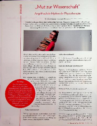 Vorschauseite 1: Mut zur Wissenschaft“ Angriff auf die Mythen der Physiotherapie