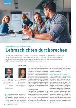 Vorschauseite 1: Kulturwandel in der Arbeitssicherheit Lehmschichten durchbrechen