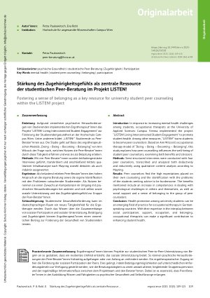 Vorschauseite 1: Stärkung des Zugehörigkeitsgefühls als zentrale Ressource der studentischen Peer-Beratung im Projekt LISTEN!