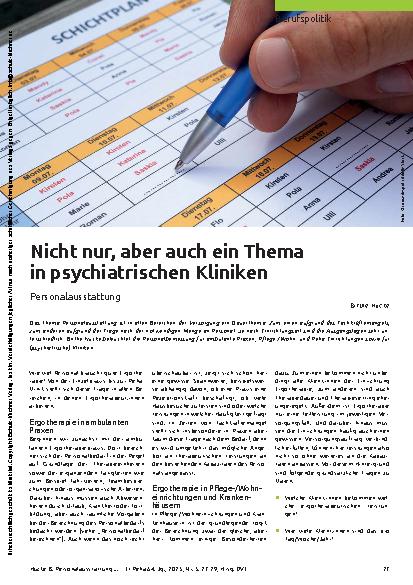 Vorschauseite 1: Nicht nur, aber auch ein Thema in psychiatrischen Kliniken Personalausstattung