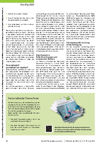 Vorschauseite 2: Nicht nur, aber auch ein Thema in psychiatrischen Kliniken Personalausstattung