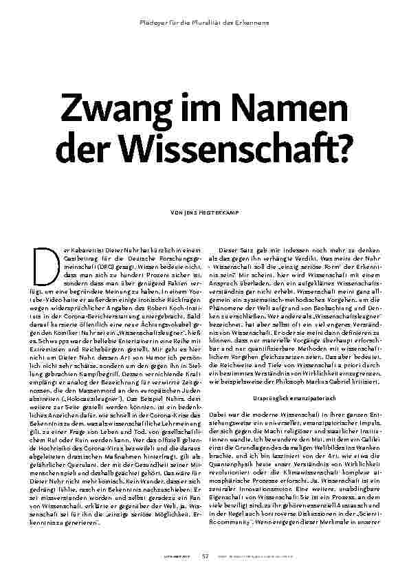 Vorschauseite 2: Zwang im Namen der Wissenschaft?