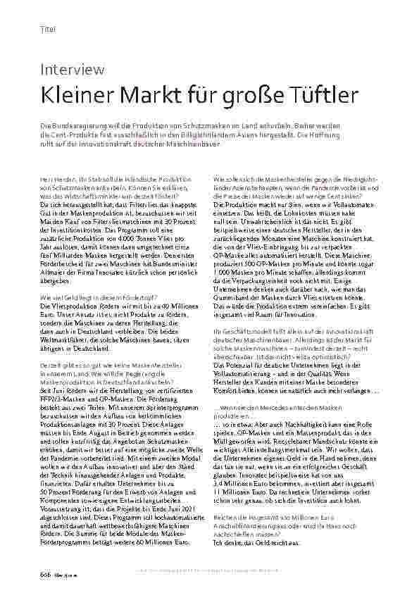 Vorschauseite 1: Kleiner Markt für große Tüftler