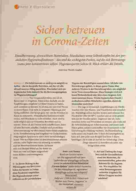 Vorschauseite 1: Sicher betreuen in Corona-Zeiten