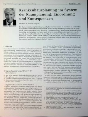 Vorschauseite 1: Krankenhausplanung im System der Raumplanung: Einordnung und Konsequenzen