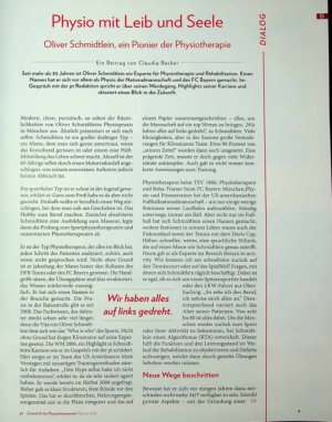 Vorschauseite 2: Physio mit Leib und Seele Oliver Schmidtlein, ein Pionier der Physiotherapie