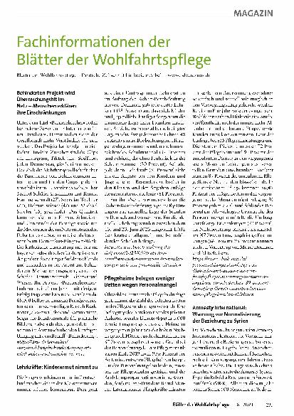 Vorschauseite 1: Fachinformationen der Blätter der Wohlfahrtspflege