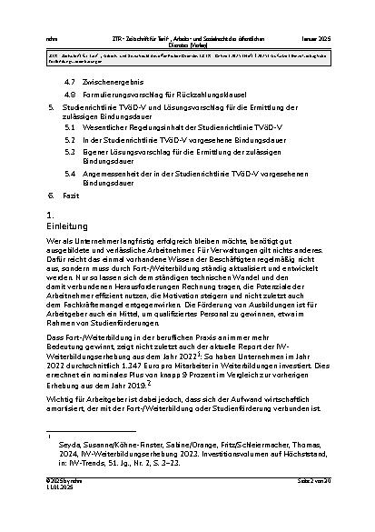 Vorschauseite 2: Einzelvertragliche Fortbildungsvereinbarungen