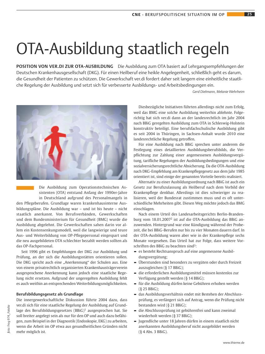 Vorschauseite 1: OTA-Ausbildung staatlich regeln