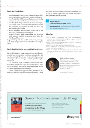Vorschauseite 3: Lernen auf Augenhöhe mit Peer Learning Professionell pflegen lernen mitten im Alltagsgeschehen des Universitäts-Kinderspitals Zürich