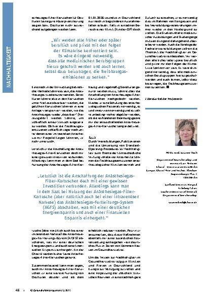 Vorschauseite 3: Stopp von Desfluran Reduktion von Treibhausgasemissionen und Kosten durch veränderte Nutzung inhalativer Anästhesiegase