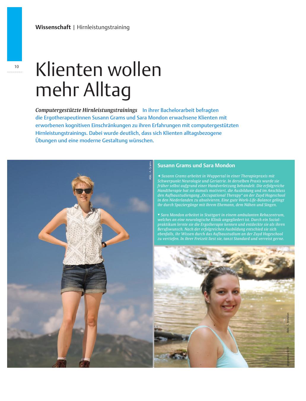 Vorschauseite 1: Klienten wollen mehr Alltag ? Computergestützte Hirnleistungstrainings