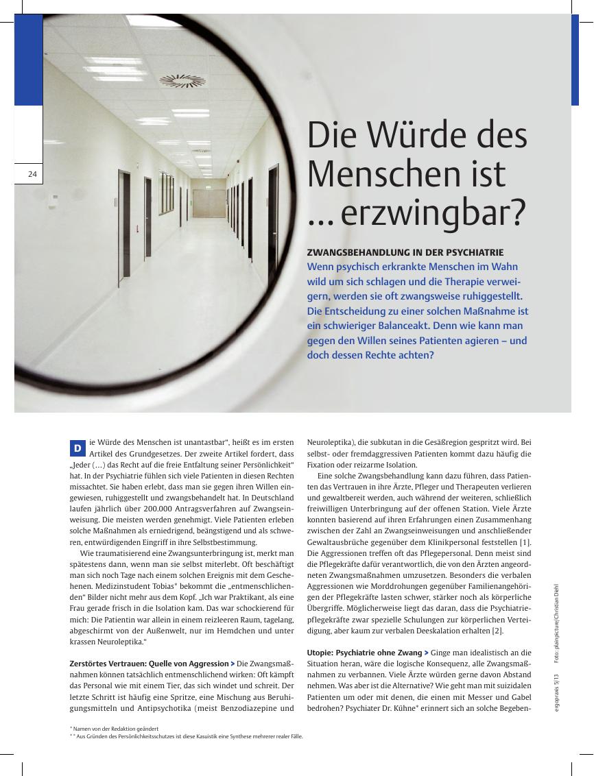 Vorschauseite 1: Zwangsbehandlung in der Psychiatrie ? Die Würde des Menschen ist ...erzwingbar?