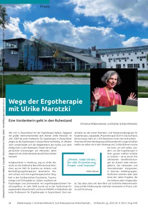 Vorschauseite 1: Wege der Ergotherapie mit Ulrike Marotzki